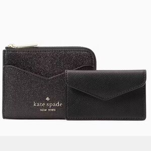 Kate Spade Glitter Tinsel Black Wallet Duo